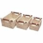 Household Essentials ML-6012 Woven-Maize Rectangular-Shaped Baskets with Wood Handles, Set of 3