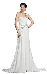 One Shoulder Chiffon Lace  Dress with a Brush/Sweep Train 