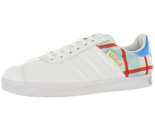 adidas gazelles -adidas Originals Men's Gazelle 2 Check Sneaker,White/White/Cyan,9.5 M