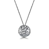 14k White Filigree Ball Pendant with Chain