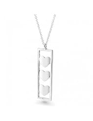 Valentines Day Gifts Bling Jewelry Silver Triple Heart Bar Pendant Necklace 16in