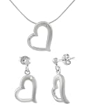 Sterling Silver CZ Accent Heart Jewelry Set