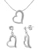 Sterling Silver CZ Accent Heart Jewelry Set