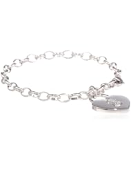 Bronze Puffed Heart Lock Charm Bracelet, 7.25"