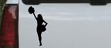 Cheerleader Sports Car Window Wall Laptop Decal Sticker -- Black 36in X 18.0in