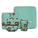 Gibson Montville 16-Piece Square Reactive Glaze Stoneware Dinnerware Set, Brown/Teal