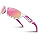 RIVBOS Polarized Sports Sunglasses Driving Glasses Shades for Men TR90 Unbreakable Frame for Cycling Baseball RB831 (White&Pink)