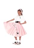 Hip Hop 50s Shop 7 Piece Child Poodle Skirt Outfit, Size 10 Light Pink