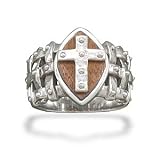 Oxidized Men's Cross Ring with Rosewood