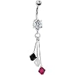 Black White Red Crystal Sports Team Belly Ring