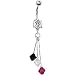 Black White Red Crystal Sports Team Belly Ring