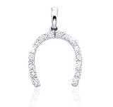 14K W Gold 1/4Ct Diamond 3D Horseshoe Bracelet Charm