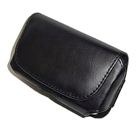 PCMICROSTORE Apple iPhone Black Leather Texture Horizontal Holster Carrying Case With Belt Loop And Clip