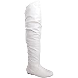 Top Moda JL-21 Women's Over The Knee Slouch Boots, Color:WHITE, Size:7.5