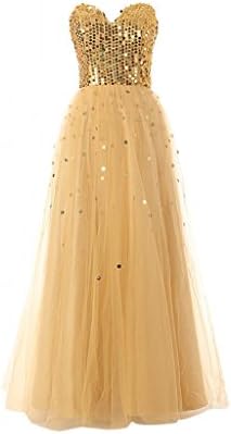Kelisiduo Women's Evening Party Prom Dress Golden-4