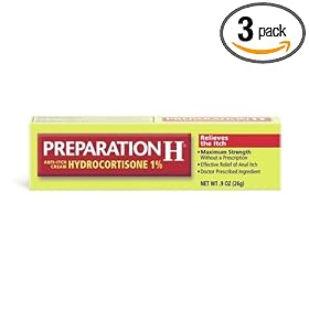 Preparation H Anti-Itch Cream with Hydrocortisone 1%, .9-Ounce Tubes (Pack of 3)