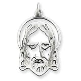Sterling Silver Antiqued Holy Face of Jesus Charm