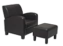 Home Star MET807 Dark Brown Faux Leather Club Chair With Matching Ottoman