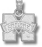 Mississippi State Bulldogs Solid Sterling Silver ''M STATE'' 5/8'' Pendant