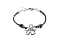 Fossil Damen-Armband Blume Leder Schwarz 16-19.5 cm JF84998040