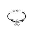 Fossil Damen-Armband Blume Leder Schwarz 16-19.5 cm JF84998040