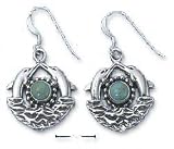Sterling Silver Double Dolphins Turquoise Sun Waves Earrings