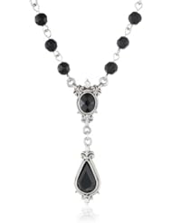 1928 Jewelry "Jet Essentials" Silver-Tone Jet Y-Shaped Necklace, 16"