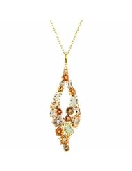 14K Yellow Gold Citrine and Quartz Necklace -- LIFETIME WARRANTY