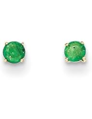 MadiK® 14k Yellow Gold Polished Round Emerald 3mm Post Stud Earrings
