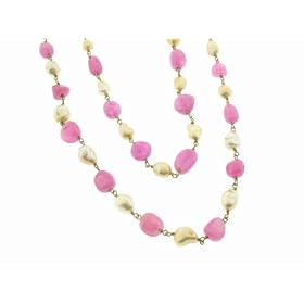 Pale Ruby and Pearl Chain by Arunashi