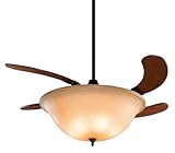 IMAGE OF Fanimation FP810AM Air Shadow Amber Glass Ceiling Fan, Oil Rubbed Bronze Finish, 4 Cherry Blades, Amber Glass