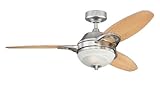 Westinghouse Lighting 7877500 Arcadia Two-Light 46-Inch Reversible Three-Blade Indoor Ceiling Fan, Brushed Nickel with Frosted White Alabaster Glass
