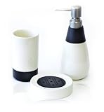 Luxury Gifts Inc® 3 in 1 Bathroom Necessities/Accessories Set - Round Black & White