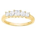 14K Yellow/White Gold 7/8 ct.'' Created Moissanite" Five-Stone Anniversary Band