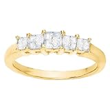 14K Yellow/White Gold 7/8 ct.'' Created Moissanite Five-Stone Anniversary Band