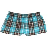 Aqua/Brown Sparkle Cotton Flannel Womens Boxers, exposed elastic waist, available in 5 adult sizes, Extra Small (check sizing charts)