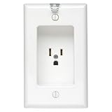 Leviton 688-W 15 Amp, 125 Volt, 1 Gang Recessed Single Receptacle, Residential Grade, with Clocked Hanger Hook, White