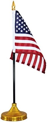 American Stick Flag 4" x 6" with Unweighted Base Stand - 100% Money Back Guarantee