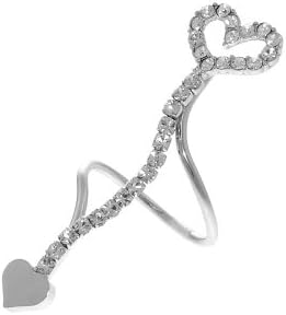 Silvertone Spiral Heart Shape Rhinestone Knuckle Armor Love Ring (Silvertone)