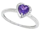 0.53Ct Amethyst Diamond Heart Ring in 10Kt White Gold