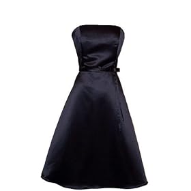 50's Strapless Satin Classic A Line Formal Bridesmaid Prom Dress