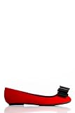 Bow Tie Tipped Velvet Flats in Red
