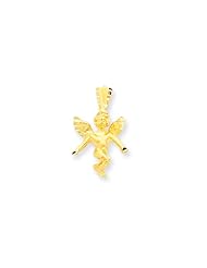 14 Karat Gold 3-D Diamond-Cut Angel Pendant