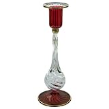 Hand-Engraved Ribbed Glass Candle Stick Holder - PG901