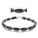 21.0cttw Black Onyx Diamond 14K White Gold Link Bracelet