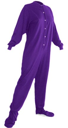 Big Feet Pjs Purple Jersey Knit Adult Footed Pajamas w/ Drop-seat