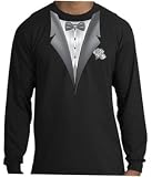 Tuxedo Tshirt with Long Sleeves Tux Tee T-shirt - Black