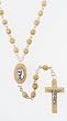 Rosary - First Communion - 4mm Natural Wood Bead and Crucifix - MADE IN ITALY - Gift Box Included