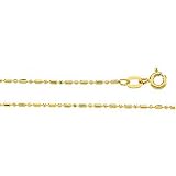 14K Yellow Gold 1.25mm Alternating Diamond Cut Bead Chain - 16, 18, 20 and 24
