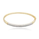 18kpl Genuine Diamond Accent 7.25" Hinged Bangle Bracelet
